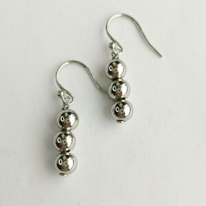 Sterling Silver Ball Bead Dangle Earrings 🆕